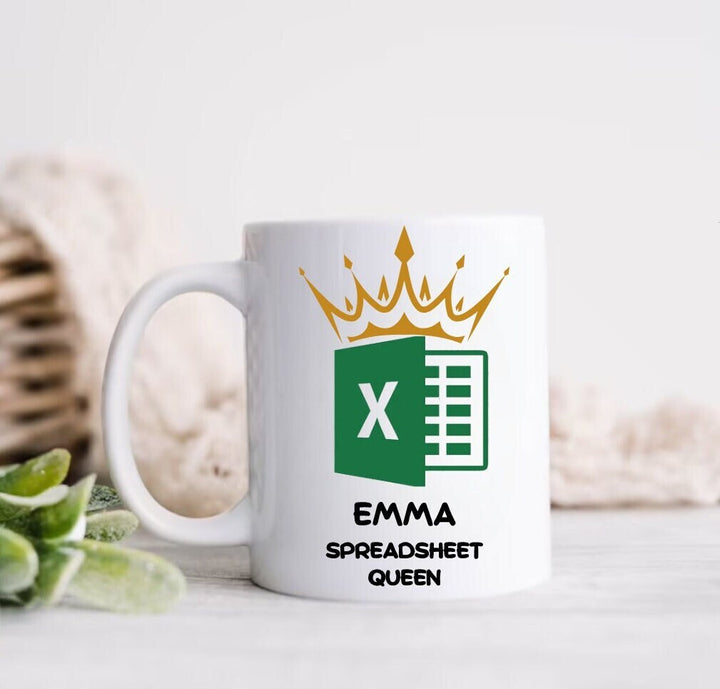 Spreadsheet queen personalised accountant mug - Gift for accountant - Data analyst present - Work colleague gift - Bestie birthday