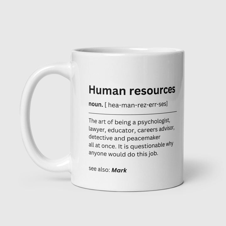 Gift for Human resources worker - Personalised mug  - HR job - Congrats New job promotion  - Leaving colleague keepsake - Retirement