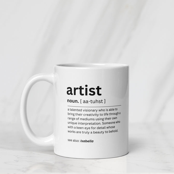 Personalised artist definition mug - Graduation artist - Custom name coffee cup - Unique creativity present - Student art graduate