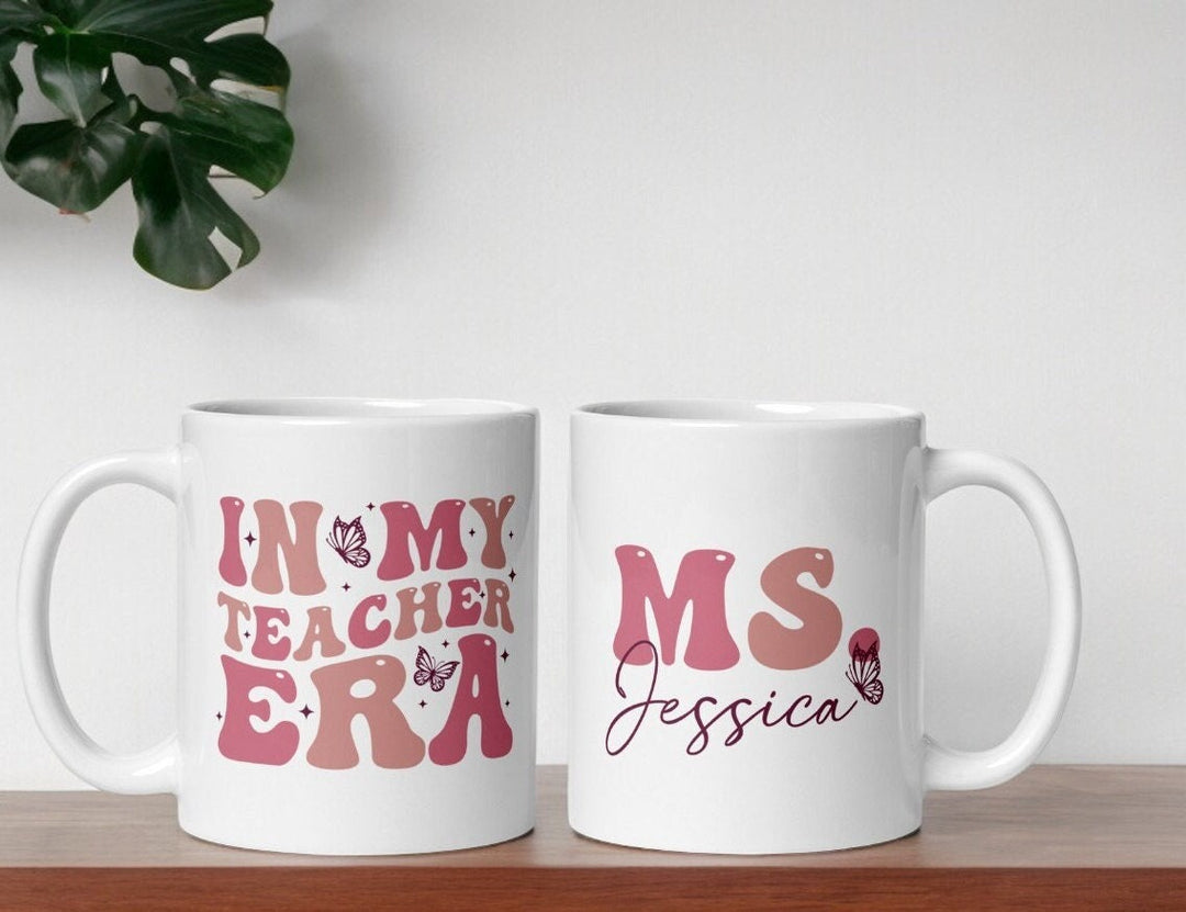 In my teacher era personalised gift - Custom name mug - College , secondary and primary school teachers - Graduation new teacher present