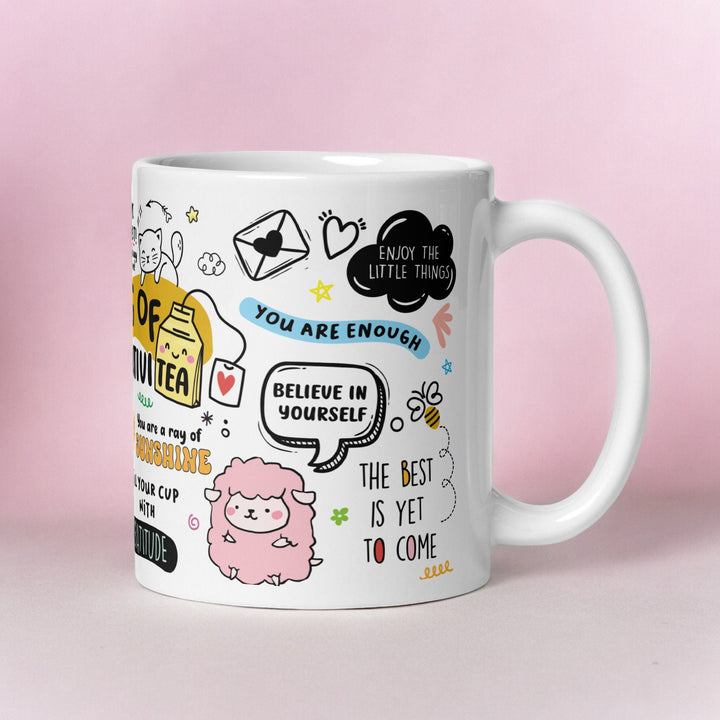 Positivi-tea Motivational Mug - Positive quotes - Cute gifts for bestfriend - Present for her - Mug of positivi-tea - Bestie affirmations