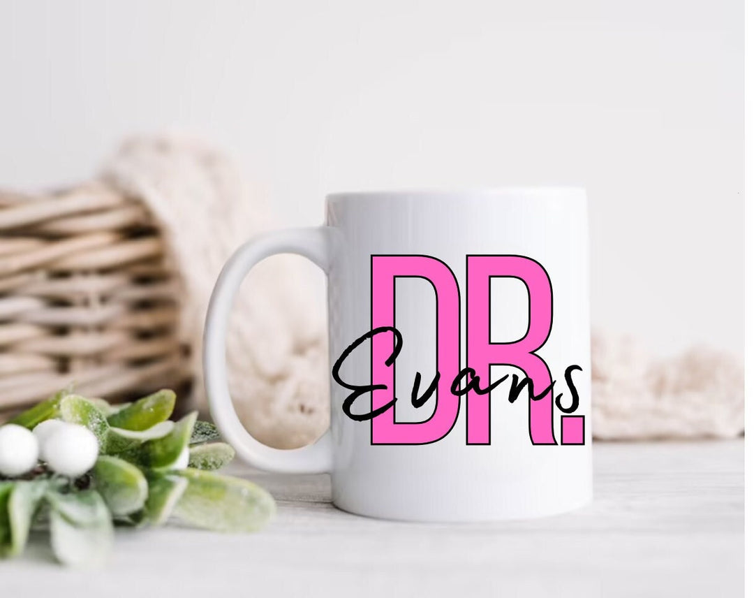 Personalised doctor mug with name -  5 colour options - New Qualified Dr gifts - Medical student school graduation present -
