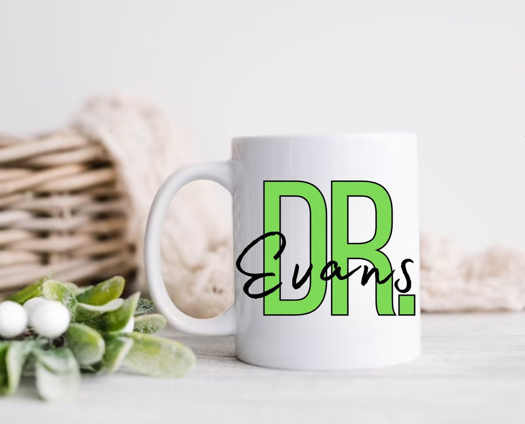 Personalised doctor mug with name -  5 colour options - New Qualified Dr gifts - Medical student school graduation present -