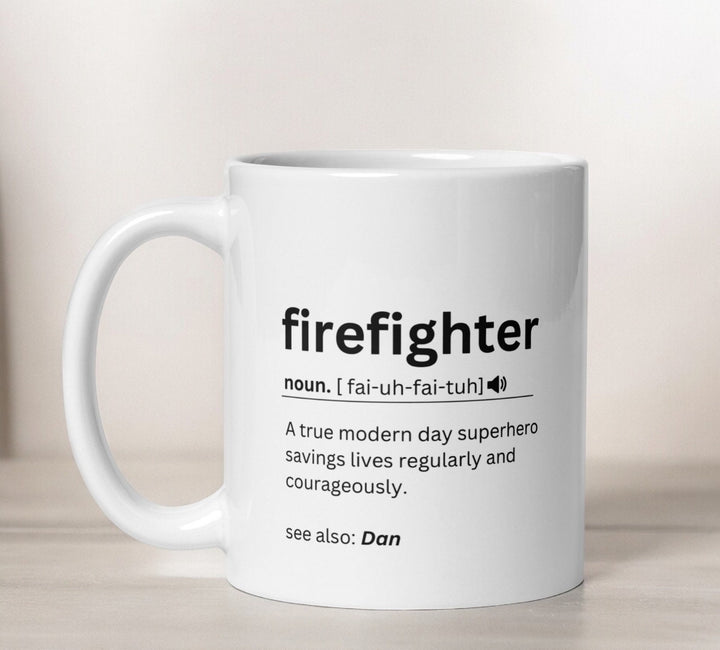 Gift for firefighters - Personalised mug - Appreciation present for superhero - Firefighter training academy - Congratulations gift