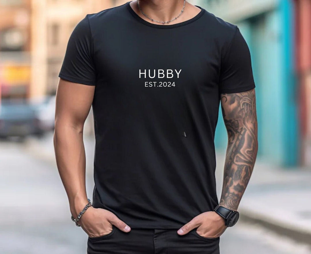WIFEY est 2024, HUBBY est 2024 T Shirt -  Engagement announcement gift , Custom wedding gift - Wife Tee - Personalised wedding hen do gift