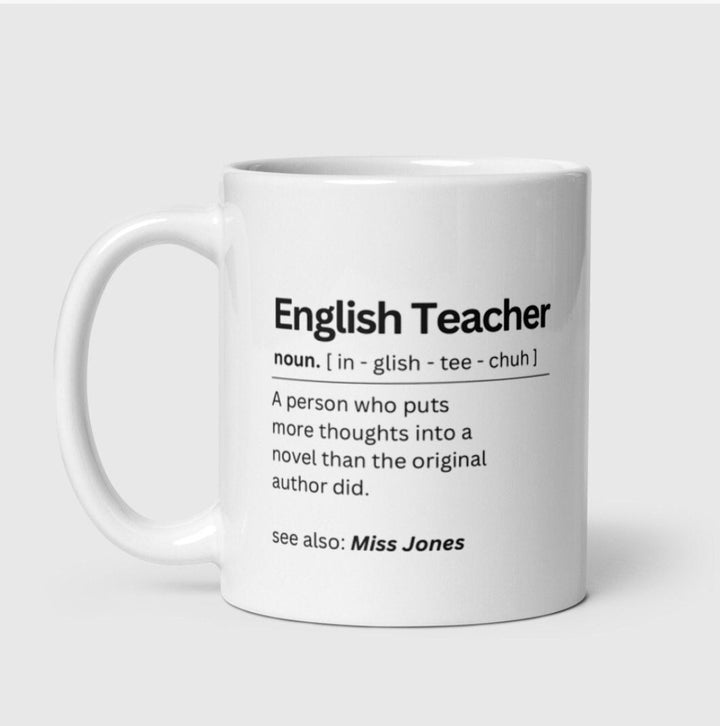Personalised funny english teacher mug- Novelty english teacher gift - Custom name coffee cup - Job work gift - Colleague office keepsake
