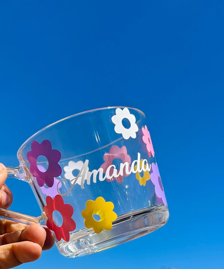 Personalised cup with name - Daisy flower cup - Birthday gifts for her - Flower glass - Custom name cup - Gifts for mom -