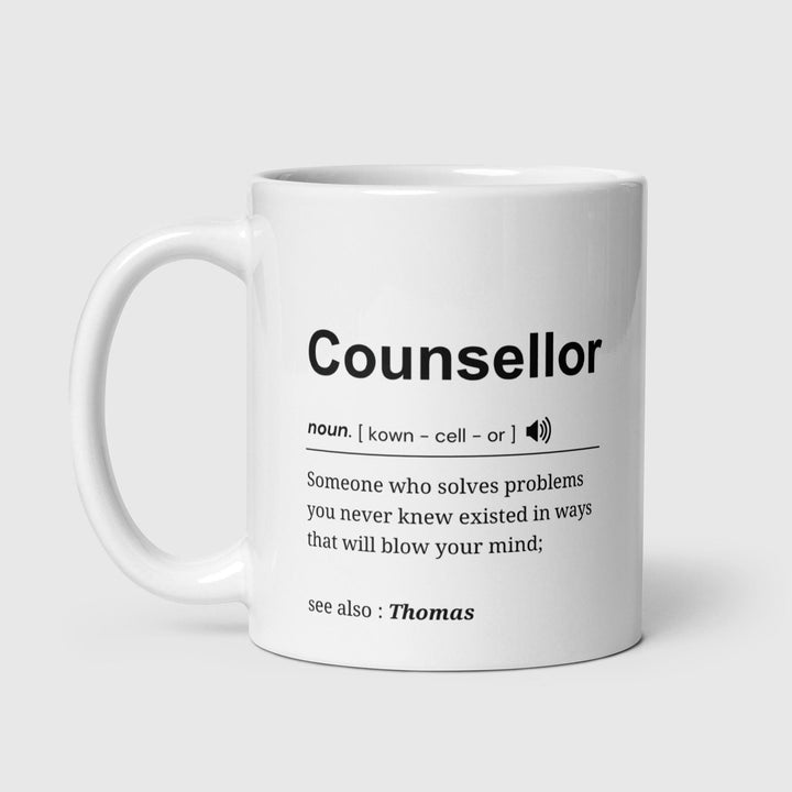 Personalised counsellor definition mug - Counsellor school graduation - Future psychologist present - Newly qualified gifts - Thank you gift