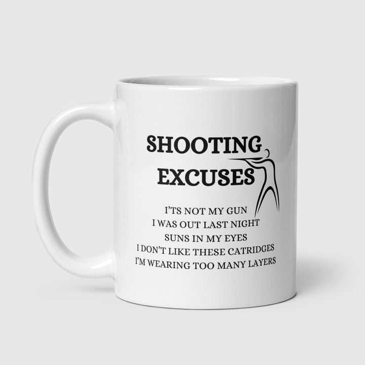 Personalised shooting excuses mug - Country hunting gift - Shotgun Novelty mug for husband / boyfriend - Gun dad gifts - Range shooter.