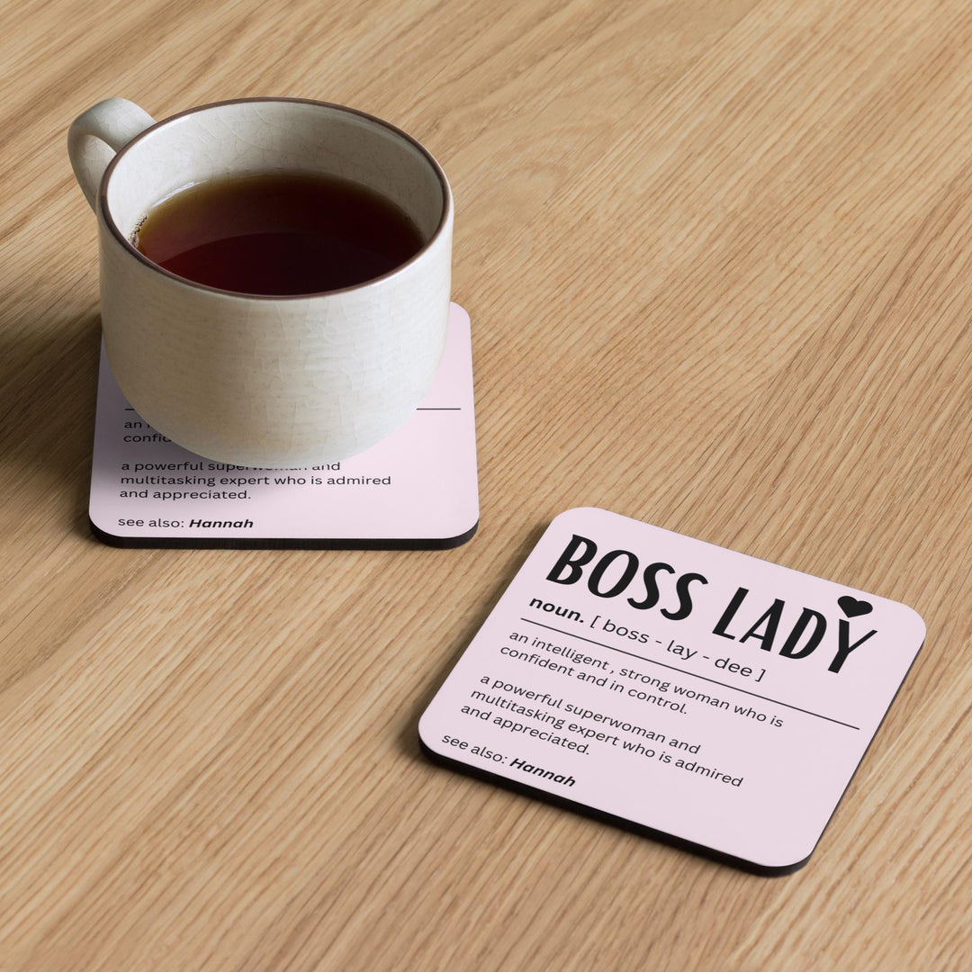 Personalised boss lady coaster - Gifts for boss female - Boss definition - Funny gift ideas for office bestie - Promotion congratulations