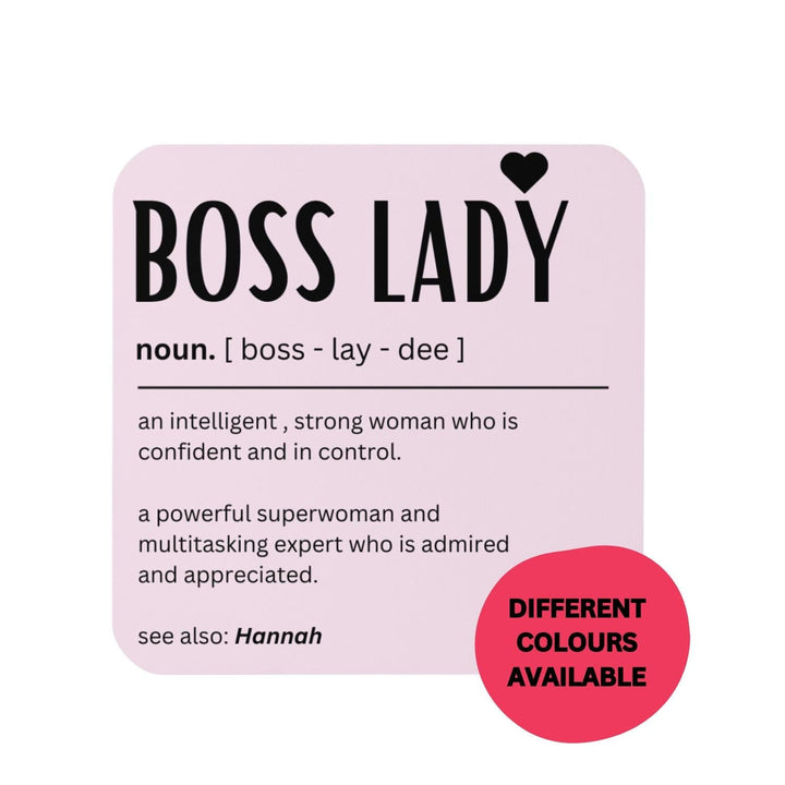 Personalised boss lady coaster - Gifts for boss female - Boss definition - Funny gift ideas for office bestie - Promotion congratulations