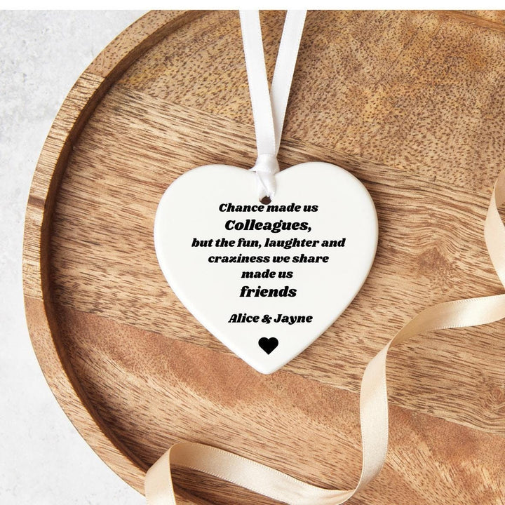 Personalised keepsake - Chance made us Workmates Colleagues Ceramic Gift Heart Keepsake - Work Colleague gifts - Work Friends -