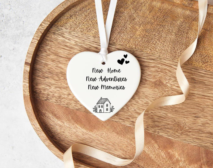Personalised New Home Ornament - New Home Gift for Couples - Ceramic Heart Hanging Ornament - Housewarming present - Home Sweet Home