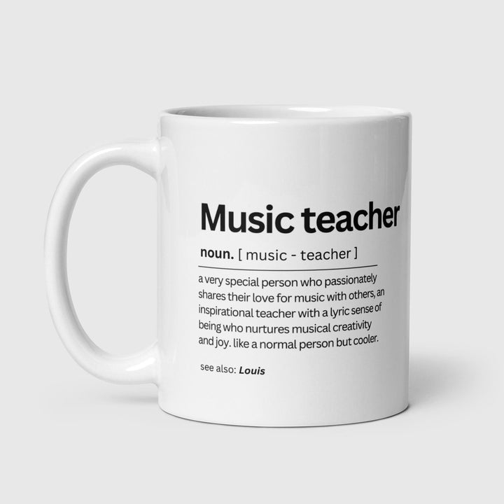 Personalised music teacher mug- Musician educator gift - Custom name coffee cup - Job work gift - Colleague office keepsake