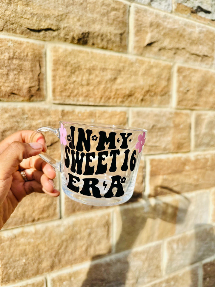 In my sweet 16 era- Sweet sixteen glass mug - 16th birthday gifts - Luxury daughter birthday girl present -  Best friend  - Happy birthday