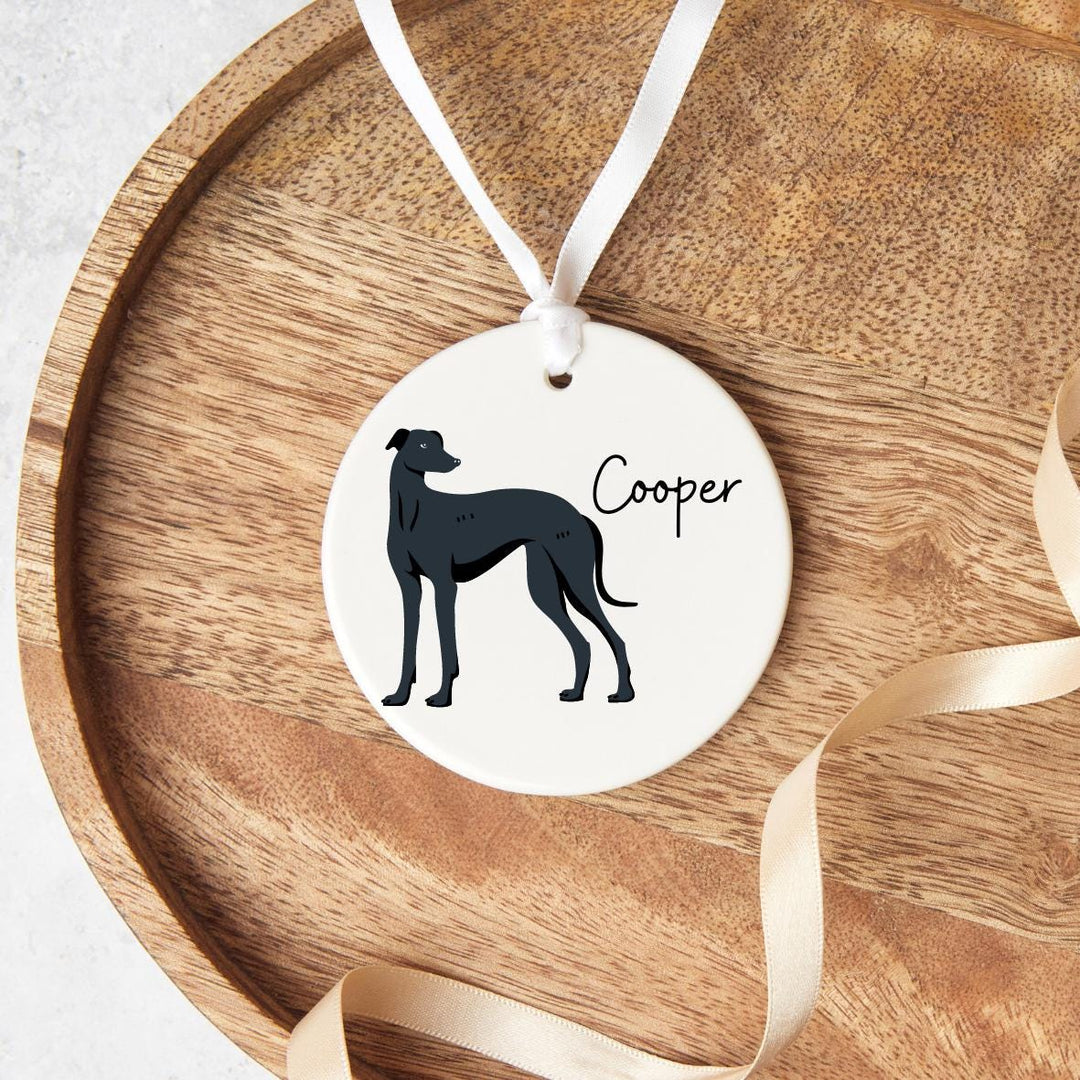 Personalised Greyhound Ornament  - Grey Greyhound - Tan Greyhound - Black Greyhound - Dog Lover Gift - Personalised Pet Gifts - Dog Mum Gift