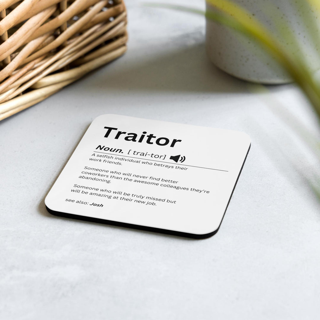 Personalised funny traitor coaster - Work Colleague Leaving gift - Traitor dictionary definition - Funny custom gift with name