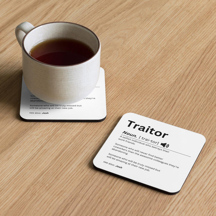 Personalised funny traitor coaster - Work Colleague Leaving gift - Traitor dictionary definition - Funny custom gift with name