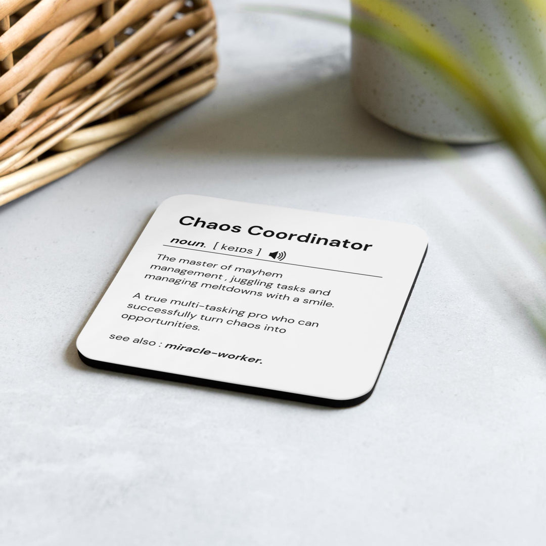Personalised CHAOS COORDINATOR funny coaster - Funny coffee coaster - Novelty coworker present - Gift for multitasker - Desk accessory