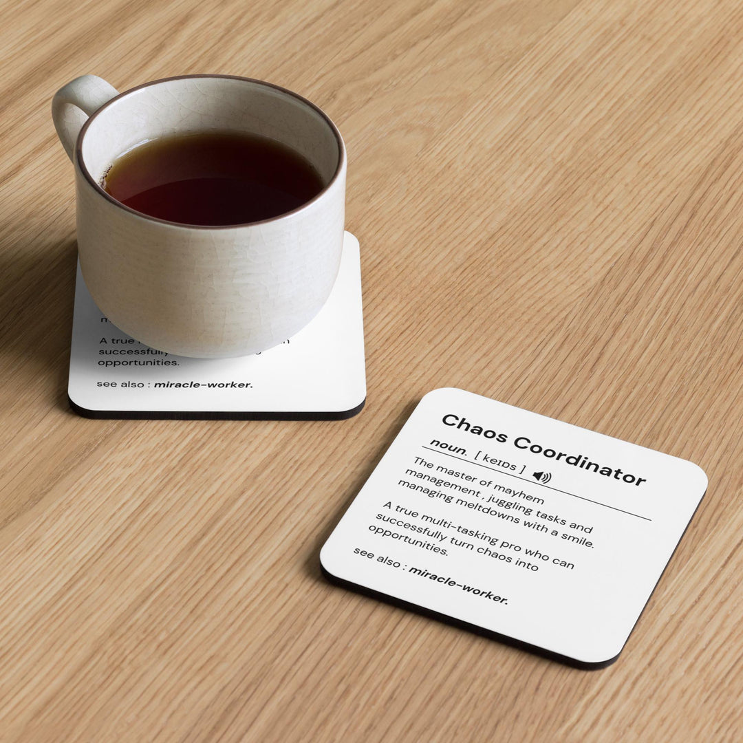 Personalised CHAOS COORDINATOR funny coaster - Funny coffee coaster - Novelty coworker present - Gift for multitasker - Desk accessory