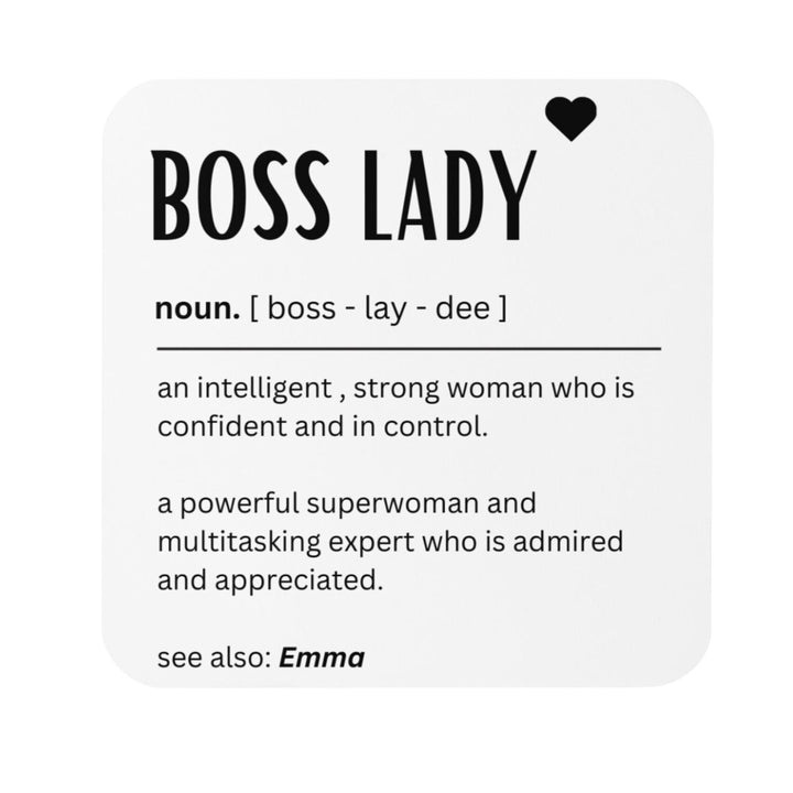 Personalised boss lady coaster - Gifts for boss female - Boss definition - Funny gift ideas for office bestie - Promotion congratulations