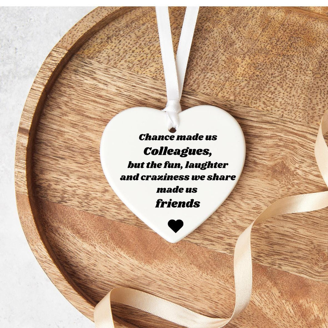 Personalised keepsake - Chance made us Workmates Colleagues Ceramic Gift Heart Keepsake - Work Colleague gifts - Work Friends -