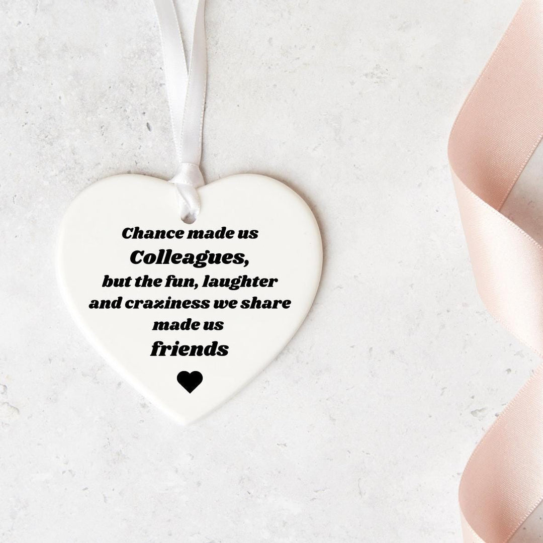 Personalised keepsake - Chance made us Workmates Colleagues Ceramic Gift Heart Keepsake - Work Colleague gifts - Work Friends -