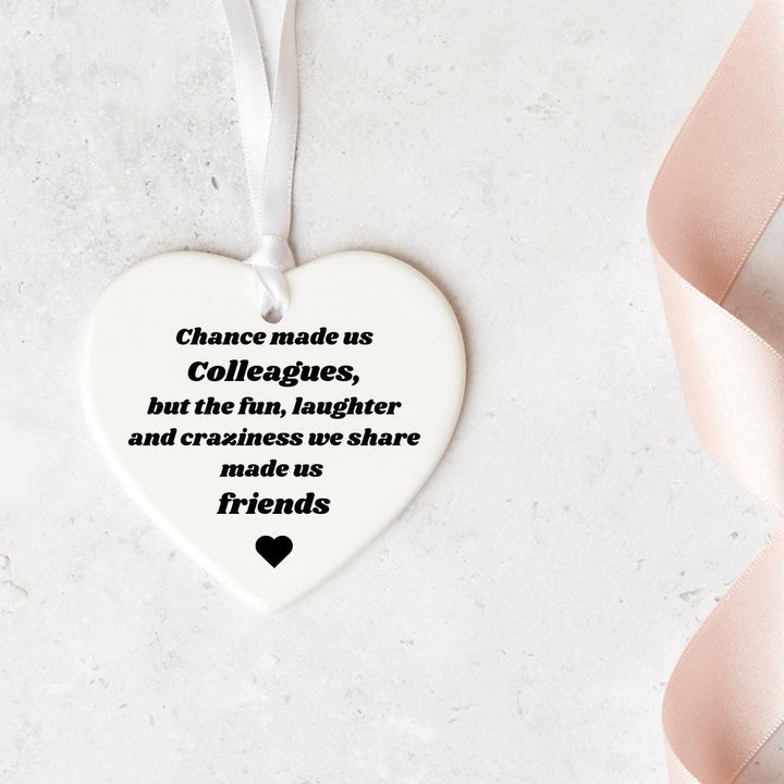 Personalised keepsake - Chance made us Workmates Colleagues Ceramic Gift Heart Keepsake - Work Colleague gifts - Work Friends -