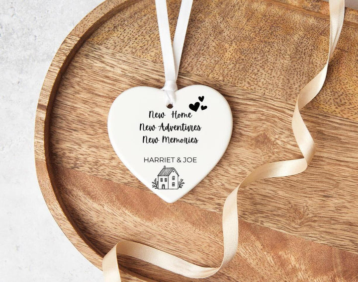 Personalised New Home Ornament - New Home Gift for Couples - Ceramic Heart Hanging Ornament - Housewarming present - Home Sweet Home
