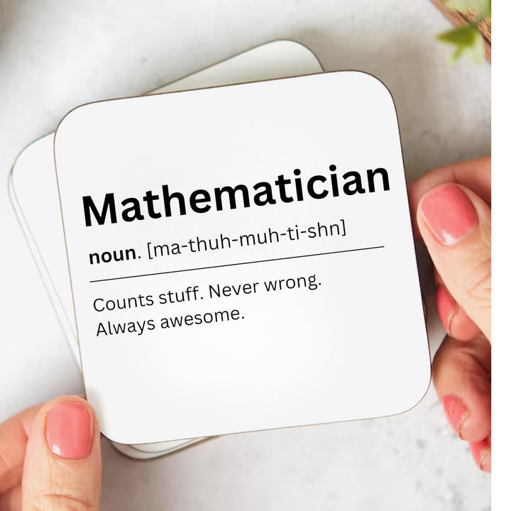 Personalised funny mathematician coaster - Novelty maths teacher gift - Custom name coaster - Maths lover - Colleague office work keepsake