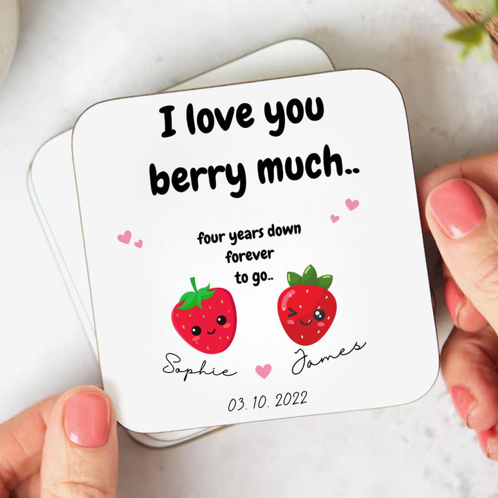 Personalised 4th year anniversary- I love you berry much - Fourth Wedding Anniversary Gift  - Personalised gift - Gift for 4th anniversary