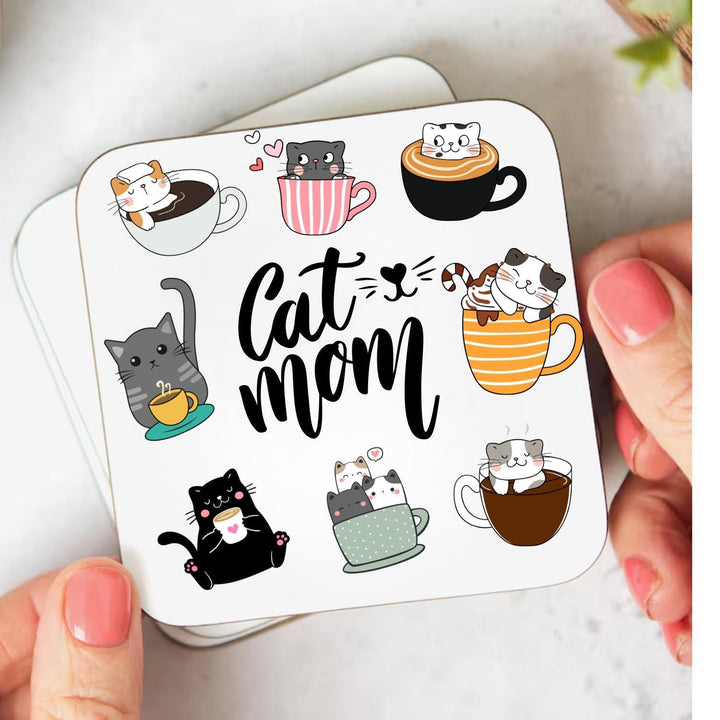 Caffeine Cats Coaster - Cat Mum Coaster - Gift for cat lover - Funny birthday gift - Friendship gift - New cat owner gift