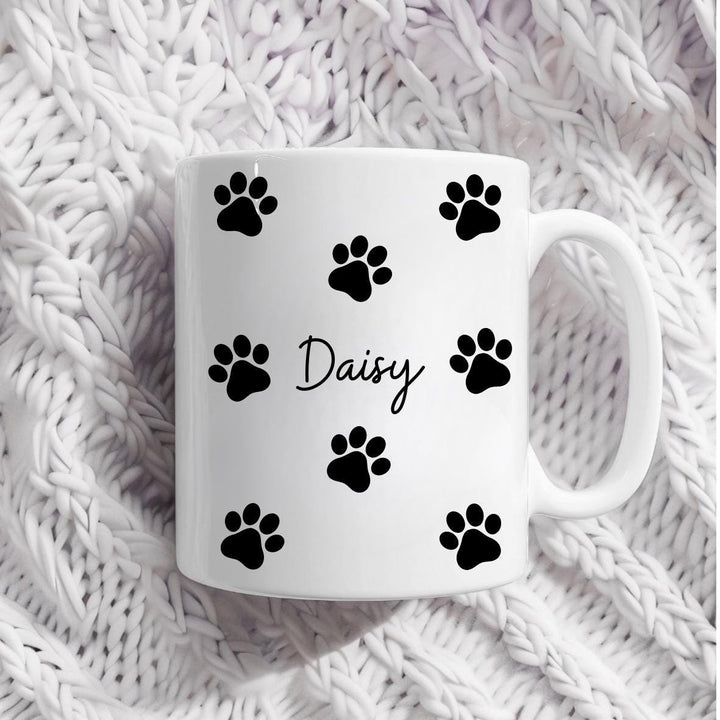 Personalised Dog paw print mug -White mug with dog prints - Dog Owner Gift - Dog mum - New puppy owner - Personalised Dog Mug - Dog Mum Gift