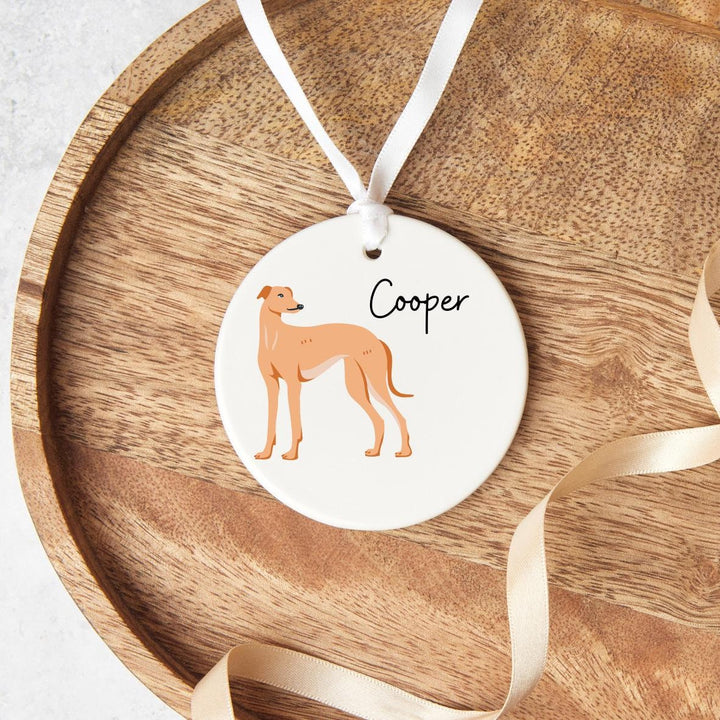 Personalised Greyhound Ornament  - Grey Greyhound - Tan Greyhound - Black Greyhound - Dog Lover Gift - Personalised Pet Gifts - Dog Mum Gift