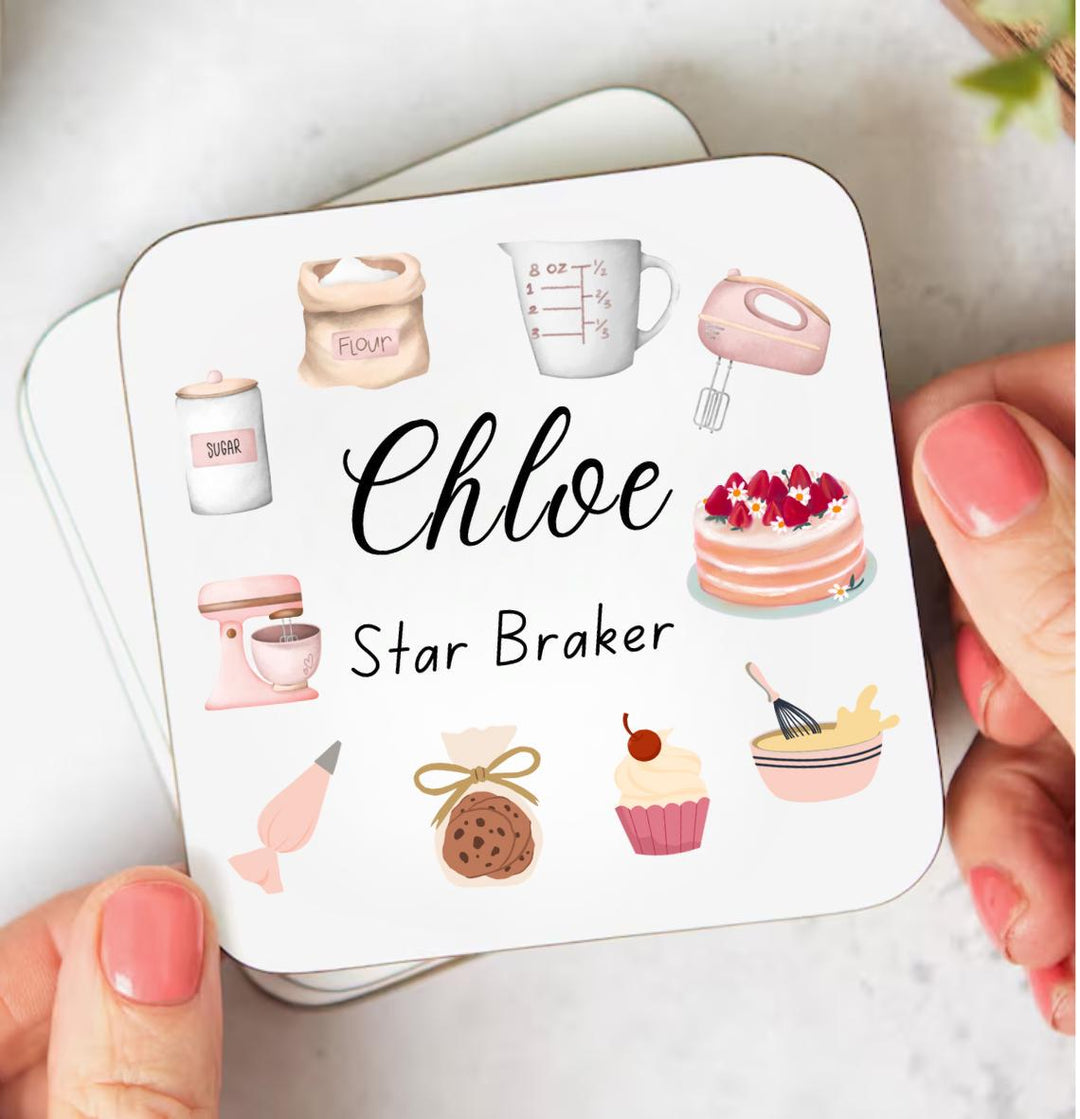 Personalised Star Baker Coaster - Chef Master Baking Great British Bake Off - I love baking -Baking Lovers - Gifts For Bakers -