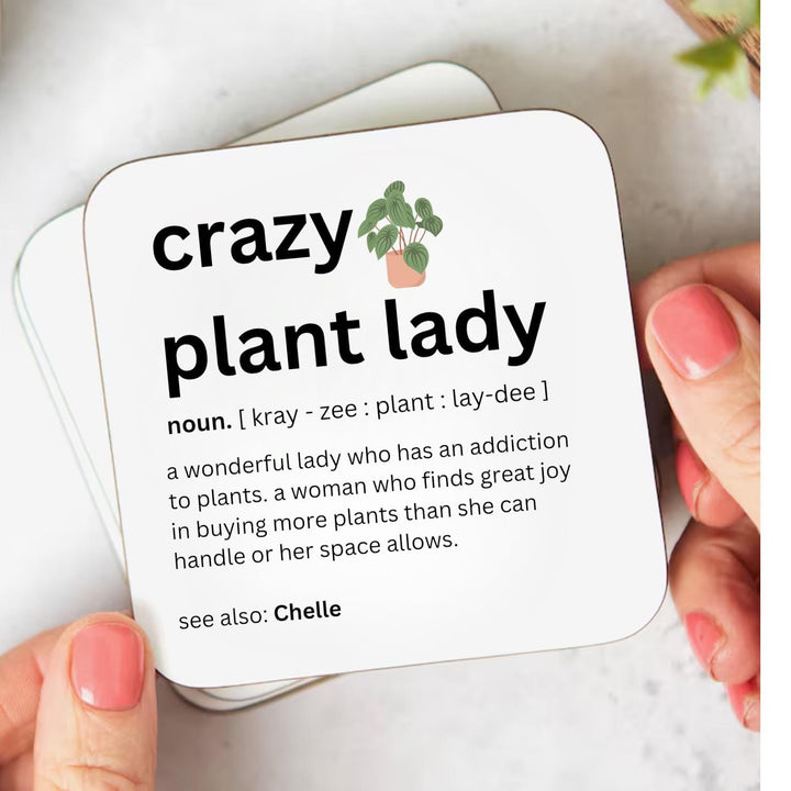 Crazy plant lady coaster - Funny gift for a plant lover - Plant wife - Plant lover present - Colleague plant - Personalised plant lover gift
