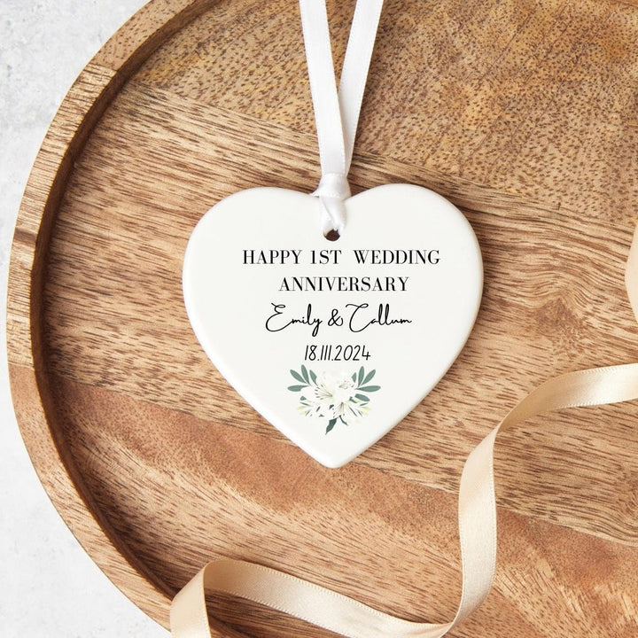 Personalised First Anniversary Gift - Personalised Hanging Tag -   Wedding Day ornament - Wedding date ornament - Anniversary wife gift