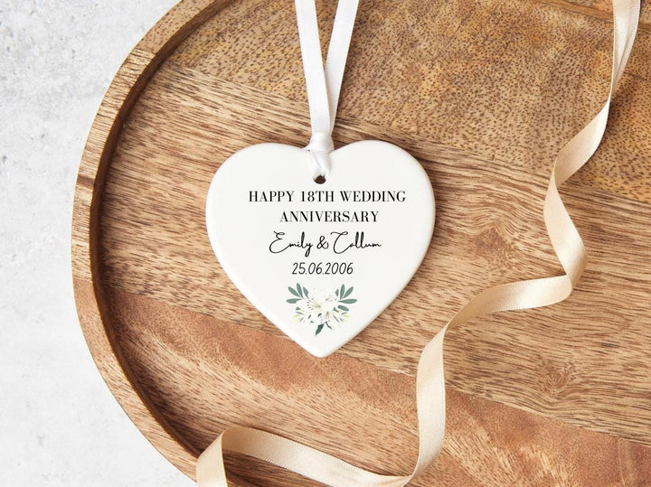 Personalised 18th Anniversary Gift - Personalised Hanging Tag -   Wedding Day ornament - Wedding date ornament - Anniversary wife gift
