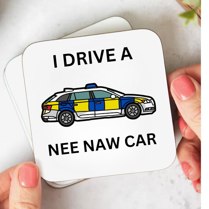 Personalised Police officer coaster - Police force - I drive a nee naw car - Blue line coworker - Law enforcement - Police school academy