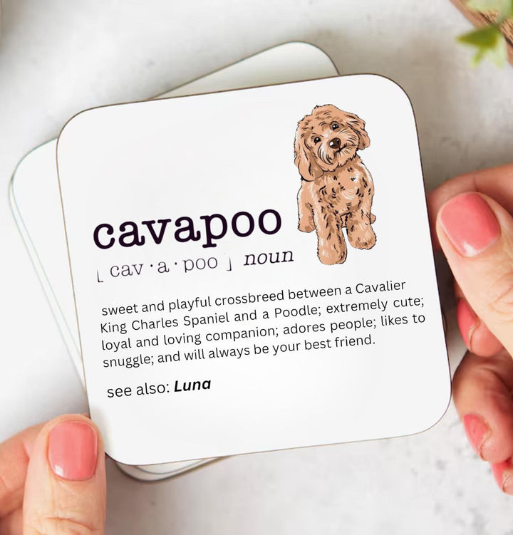 Personalised cavapoo coaster - Cockapoo new dog owners keepsake - Cavapoo mum and dad gift - Custom dog lover present - New puppy