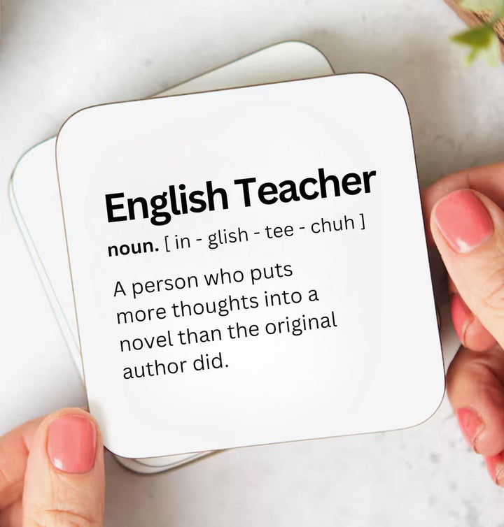 Personalised funny english teacher coaster - English teacher gift - Custom coaster for teacher - Job work gift - Teacher Colleague
