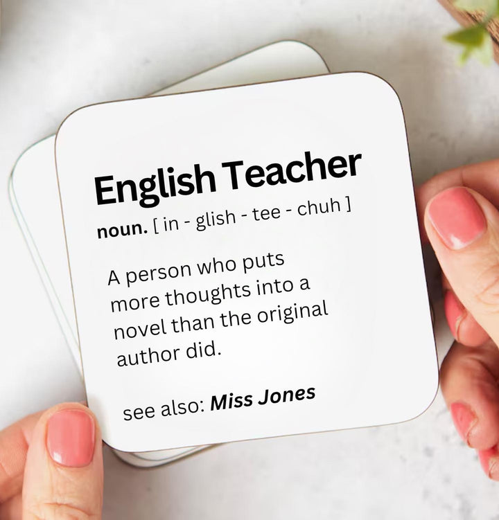 Personalised funny english teacher coaster - English teacher gift - Custom coaster for teacher - Job work gift - Teacher Colleague