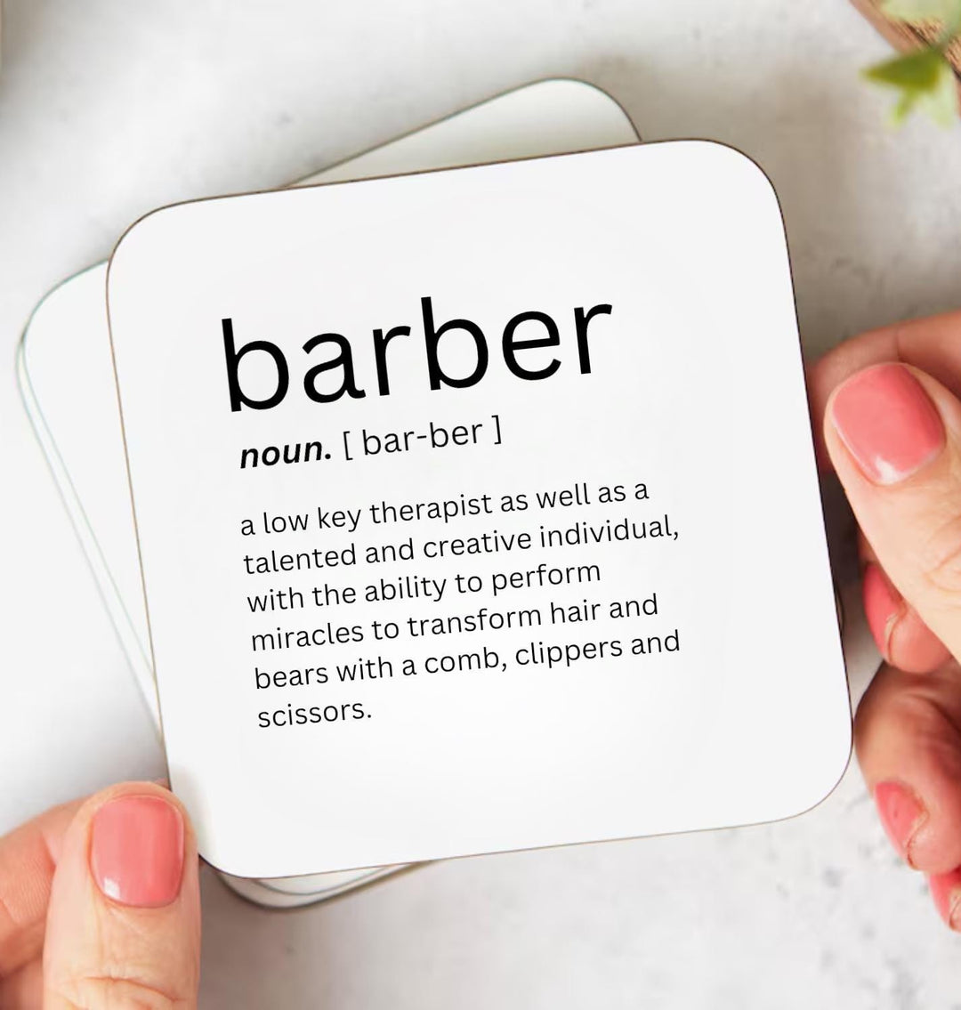 Gift for Barber - Personalised barber gift - Personal barbershop essentials - Best barber ever - Gifts for men hairstylist - Barber coaster