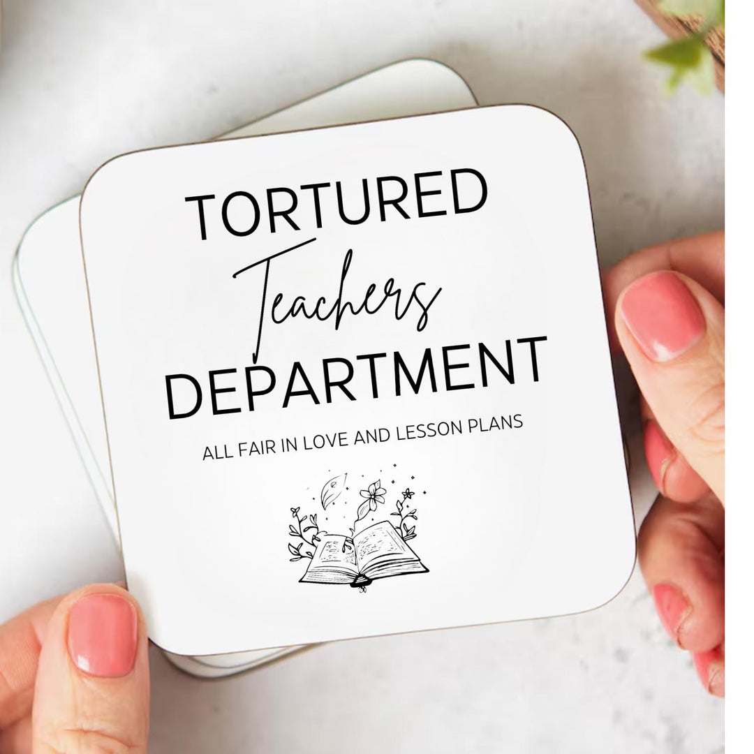Tortured teacher department coaster various colours - Era coaster - Trendy cute swiftie gift - Swiftie lover teacher - New teacher