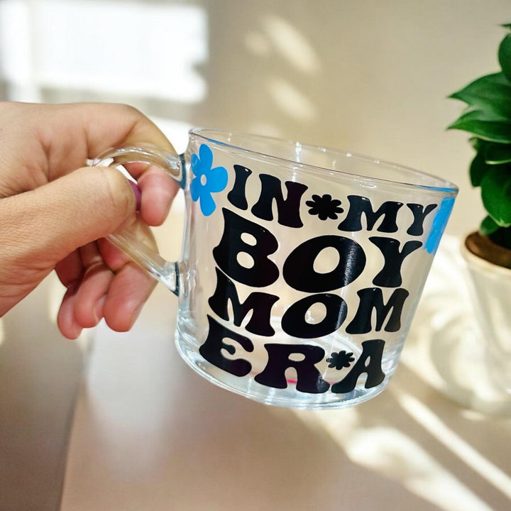 In my boy mom era glass mug - Daughters birthday present - Mothers day gift - Pregnancy announcement - Special Pregnancy keepsake for her