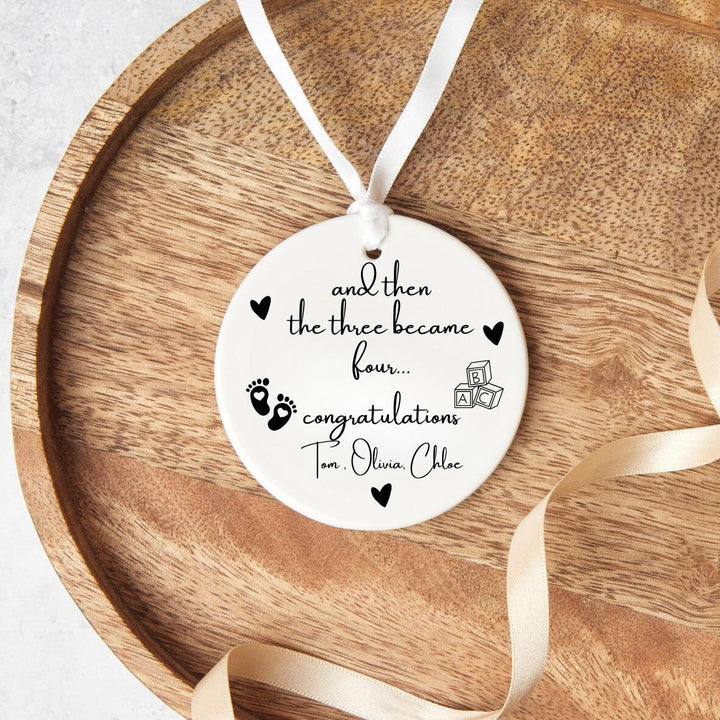 And Then There Were Four Personalised Keepsake - Congratulations New Baby - Custom Baby Announcement - Baby shower gifts -
