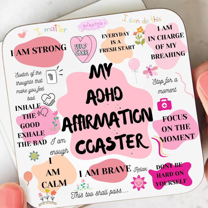 Personalised ADHD affirmation coaster - Mental health gifts - Positive quotes - adhd diagnosis - Self love - ADHD awareness - Affirmations