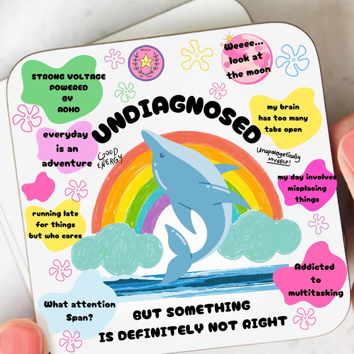 Undiagnosed but something is wrong - ADHD funny affirmation coaster - Funny Meme Coaster - ADHD meme gifts - Neurodiverse gift