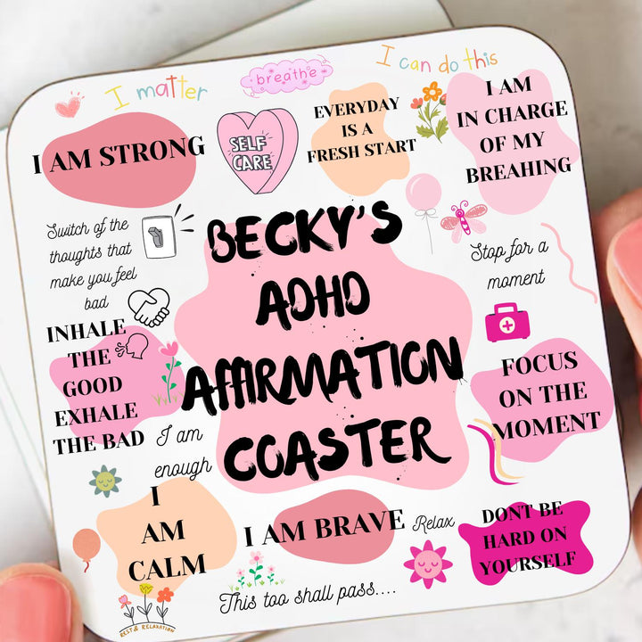 Personalised ADHD affirmation coaster - Mental health gifts - Positive quotes - adhd diagnosis - Self love - ADHD awareness - Affirmations