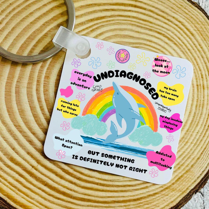 Undiagnosed but something is wrong keyring - ADHD funny affirmation keyring - Funny Meme Keyring - ADHD meme gifts - Neurodiverse gift
